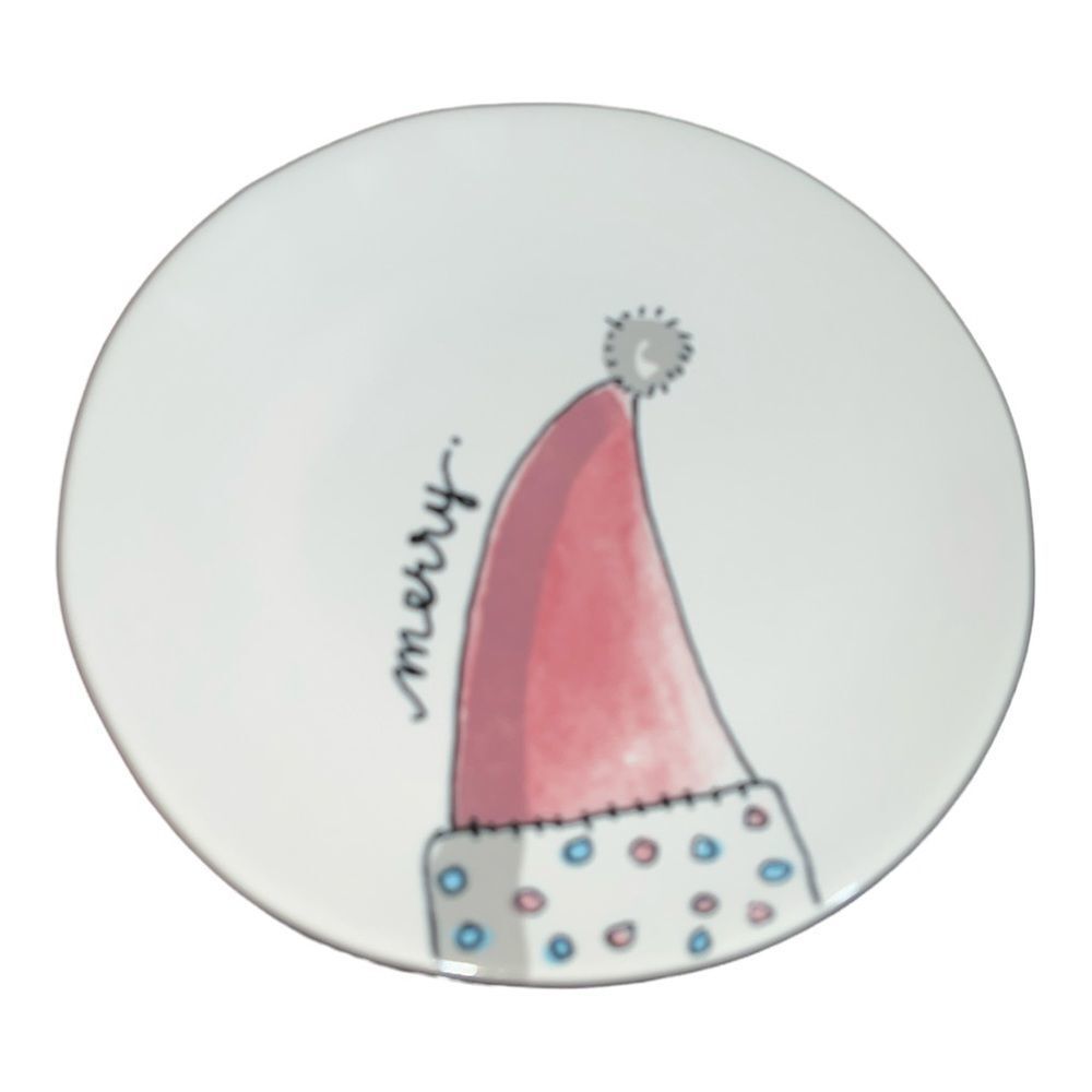 Rae Dunn 8 “MERRY” Santa’s hat plate